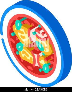 vindaloo curry indian cuisine isometric icon vector. vindaloo curry indian cuisine sign. isolated symbol illustration. vindaloo curry indian cuisine isometric icon vector illustration Stock Vector