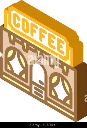 coffeehouse street cafe isometric icon vector. coffeehouse street cafe sign. isolated symbol illustration. coffeehouse street cafe isometric icon vector illustration Stock Vector
