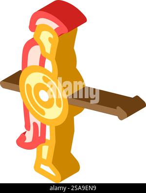 warior battle spartan roman isometric icon vector. warior battle spartan roman sign. isolated symbol illustration. warior battle spartan roman isometric icon vector illustration Stock Vector