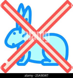 not tested on animals product label warning color icon vector. not tested on animals product label warning sign. isolated symbol illustration. not tested on animals product label warning color icon vector illustration Stock Vector
