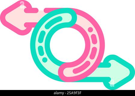 reversible product label caution color icon vector. reversible product label caution sign. isolated symbol illustration. reversible product label caution color icon vector illustration Stock Vector