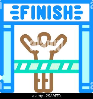 marathon finish line progress line icon vector. marathon finish line ...