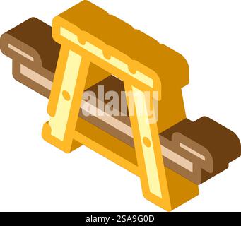 picnic table outdoor furniture isometric icon vector. picnic table outdoor furniture sign. isolated symbol illustration. picnic table outdoor furniture isometric icon vector illustration Stock Vector