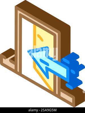 indoor use only product label caution isometric icon vector. indoor use only product label caution sign. isolated symbol illustration. indoor use only product label caution isometric icon vector illustration Stock Vector
