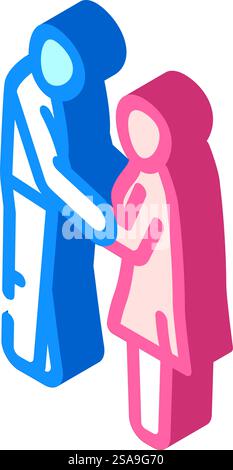 couple holding hands love isometric icon vector. couple holding hands love sign. isolated symbol illustration. couple holding hands love isometric icon vector illustration Stock Vector