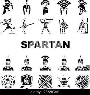 helmet battle spartan roman glyph icon vector illustration Stock Vector ...