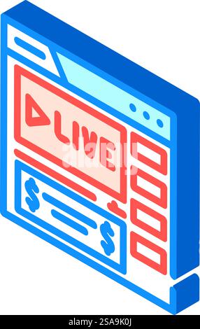 webinar monetization isometric icon vector. webinar monetization sign. isolated symbol illustration. webinar monetization isometric icon vector illustration Stock Vector