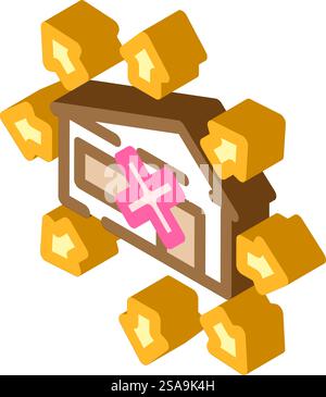 outdoor use only label product caution isometric icon vector. outdoor use only label product caution sign. isolated symbol illustration. outdoor use only label product caution isometric icon vector illustration Stock Vector