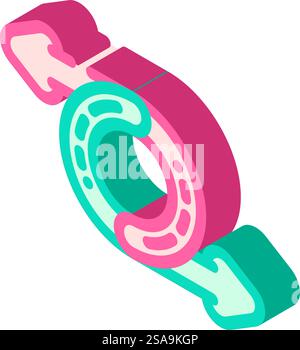 reversible product label caution isometric icon vector. reversible product label caution sign. isolated symbol illustration. reversible product label caution isometric icon vector illustration Stock Vector