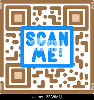 scan me product label caution color icon vector. scan me product label caution sign. isolated symbol illustration. scan me product label caution color icon vector illustration Stock Vector