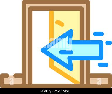 indoor use only product label caution color icon vector. indoor use only product label caution sign. isolated symbol illustration. indoor use only product label caution color icon vector illustration Stock Vector