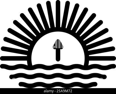 rising sun progress line icon vector. rising sun progress sign. isolated contour symbol black illustration. rising sun progress line icon vector illustration Stock Vector