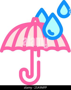 showerproof product label caution color icon vector. showerproof product label caution sign. isolated symbol illustration. showerproof product label caution color icon vector illustration Stock Vector