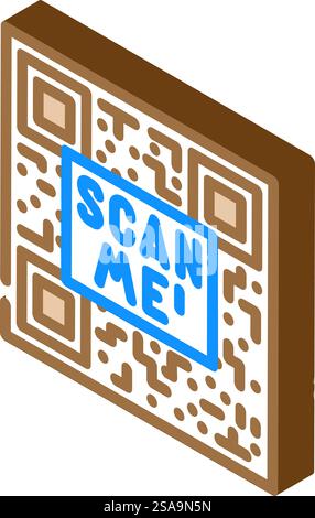 scan me product label caution isometric icon vector. scan me product label caution sign. isolated symbol illustration. scan me product label caution isometric icon vector illustration Stock Vector