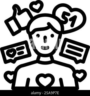 influencer marketing line icon vector. influencer marketing sign. isolated contour symbol black illustration. influencer marketing line icon vector illustration Stock Vector