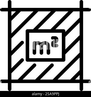 area square metre label product caution line icon vector. area square metre label product caution sign. isolated contour symbol black illustration. area square metre label product caution line icon vector illustration Stock Vector