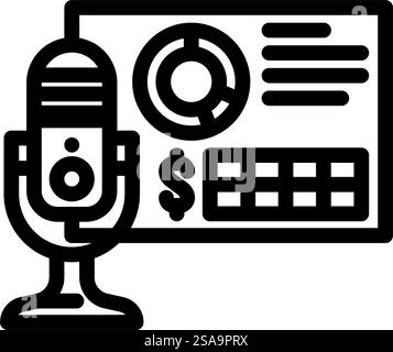 podcast monetization line icon vector. podcast monetization sign. isolated contour symbol black illustration. podcast monetization line icon vector illustration Stock Vector