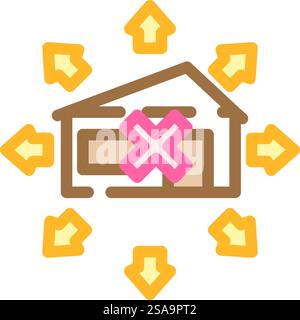 outdoor use only label product caution color icon vector. outdoor use only label product caution sign. isolated symbol illustration. outdoor use only label product caution color icon vector illustration Stock Vector