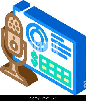 podcast monetization isometric icon vector. podcast monetization sign. isolated symbol illustration. podcast monetization isometric icon vector illustration Stock Vector