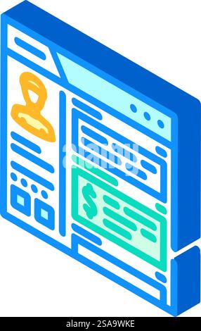 blog monetization isometric icon vector. blog monetization sign. isolated symbol illustration. blog monetization isometric icon vector illustration Stock Vector