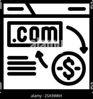domain flipping line icon vector. domain flipping sign. isolated contour symbol black illustration. domain flipping line icon vector illustration Stock Vector
