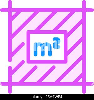 area square metre label product caution color icon vector. area square metre label product caution sign. isolated symbol illustration. area square metre label product caution color icon vector illustration Stock Vector
