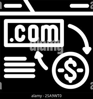 domain flipping glyph icon vector. domain flipping sign. isolated symbol illustration. domain flipping glyph icon vector illustration Stock Vector