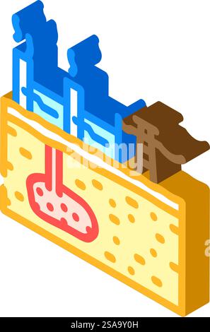 power station geothermal energy isometric icon vector. power station geothermal energy sign. isolated symbol illustration. power station geothermal energy isometric icon vector illustration Stock Vector