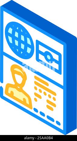 passport biometric isometric icon vector. passport biometric sign. isolated symbol illustration. passport biometric isometric icon vector illustration Stock Vector