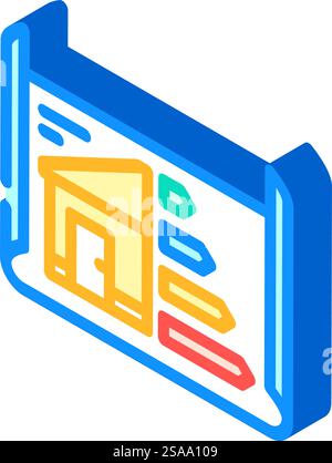 energy efficient building design isometric icon vector. energy efficient building design sign. isolated symbol illustration. energy efficient building design isometric icon vector illustration Stock Vector