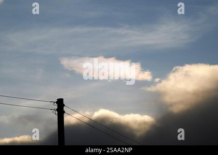 iridescent clouds above belfast, northern ireland, uk Stock Photo