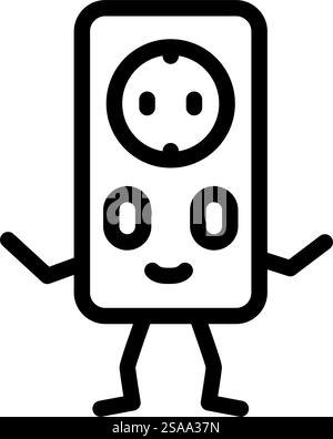 electrical socket character line icon vector illustration Stock Vector ...