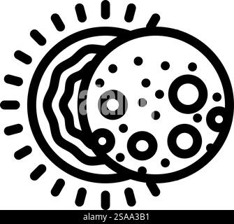 solar eclipse natural phenomena line icon vector. solar eclipse natural phenomena sign. isolated contour symbol black illustration. solar eclipse natural phenomena line icon vector illustration Stock Vector