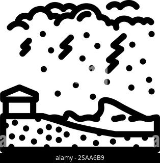 storm surge hurricane disaster line icon vector illustration Stock ...