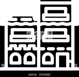 flooded streets hurricane disaster glyph icon vector illustration Stock ...