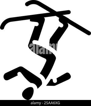 freestyle skiing winter sport glyph icon vector. freestyle skiing winter sport sign. isolated symbol illustration. freestyle skiing winter sport glyph icon vector illustration Stock Vector
