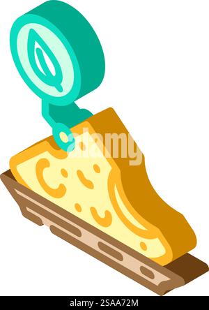 vegan cheese vegan food isometric icon vector. vegan cheese vegan food sign. isolated symbol illustration. vegan cheese vegan food isometric icon vector illustration Stock Vector