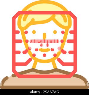 facial recognition color icon vector. facial recognition sign. isolated symbol illustration. facial recognition color icon vector illustration Stock Vector