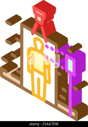 attendance system biometric isometric icon vector. attendance system biometric sign. isolated symbol illustration. attendance system biometric isometric icon vector illustration Stock Vector