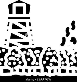 firewatch tower wildfire disaster glyph icon vector. firewatch tower wildfire disaster sign. isolated symbol illustration. firewatch tower wildfire disaster glyph icon vector illustration Stock Vector