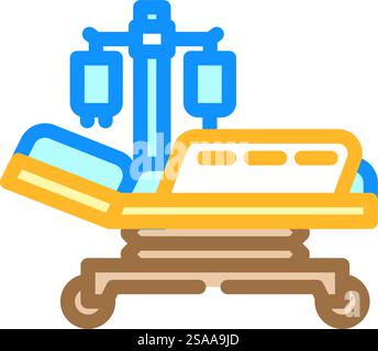 hospital bed cancer treatment color icon vector. hospital bed cancer treatment sign. isolated symbol illustration. hospital bed cancer treatment color icon vector illustration Stock Vector