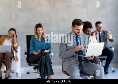 Concept of teamwork business education, internet surfing, brainstorm, project information technology Stock Photo