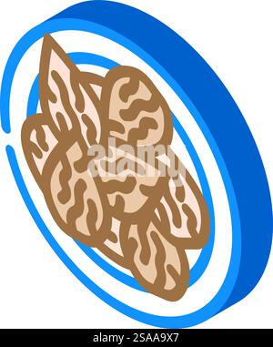 almonds vegan food isometric icon vector. almonds vegan food sign. isolated symbol illustration. almonds vegan food isometric icon vector illustration Stock Vector
