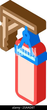 punching bag fitness tool isometric icon vector. punching bag fitness tool sign. isolated symbol illustration. punching bag fitness tool isometric icon vector illustration Stock Vector