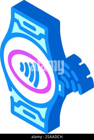 nfc smartwatch technology isometric icon vector. nfc smartwatch technology sign. isolated symbol illustration. nfc smartwatch technology isometric icon vector illustration Stock Vector