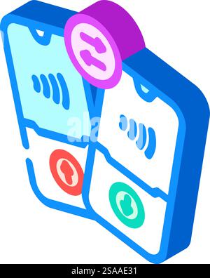 nfc transfer technology isometric icon vector. nfc transfer technology sign. isolated symbol illustration. nfc transfer technology isometric icon vector illustration Stock Vector