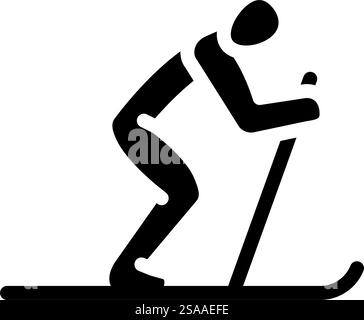 skiing winter sport glyph icon vector. skiing winter sport sign. isolated symbol illustration. skiing winter sport glyph icon vector illustration Stock Vector