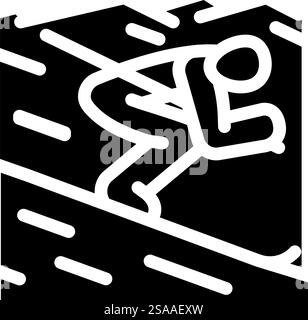 alpine skiing winter sport glyph icon vector. alpine skiing winter sport sign. isolated symbol illustration. alpine skiing winter sport glyph icon vector illustration Stock Vector