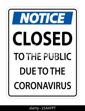 Notice Closed to public sign on white background Stock Vector