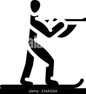 biathlon winter sport glyph icon vector. biathlon winter sport sign. isolated symbol illustration. biathlon winter sport glyph icon vector illustration Stock Vector